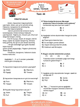 ilkokul 1. Sınıf Genel Tekrar Testleri 